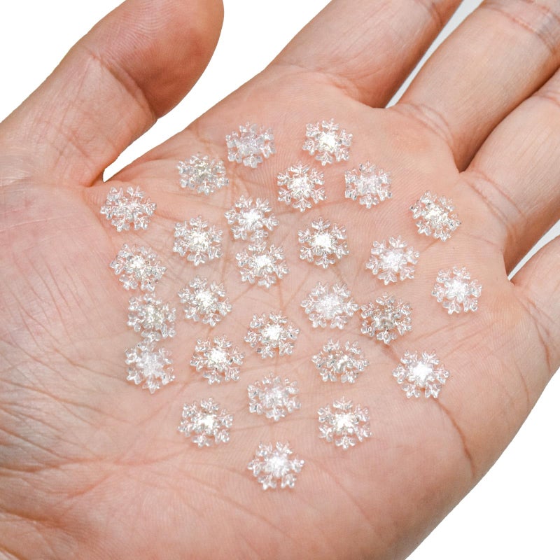 HOMICO 200 Pieces Mini Snowflakes for Craft Dollhouse Miniatures Transparent Tiny Snowflakes Tiny Christmas for Dollhouse Fairy Garden Micro Landscaping Decoration - Image 4